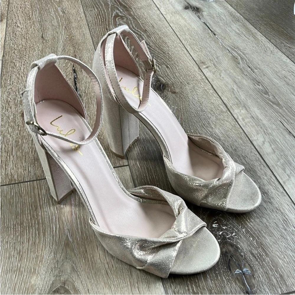 Lulus Rose Gold Block Heels with Ankle Strap